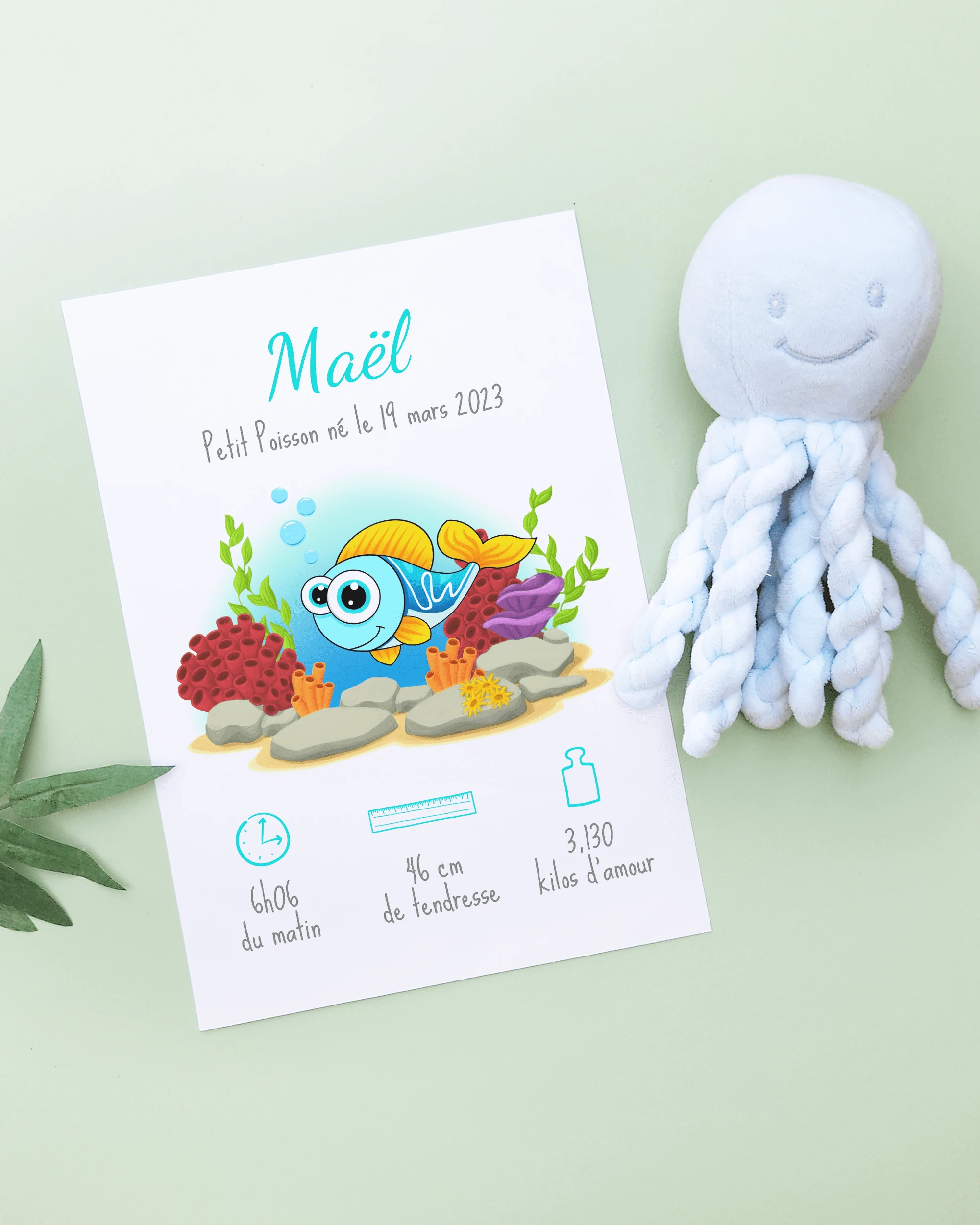 Planche petit déjeuner poisson personnalisée, planche personnalisée